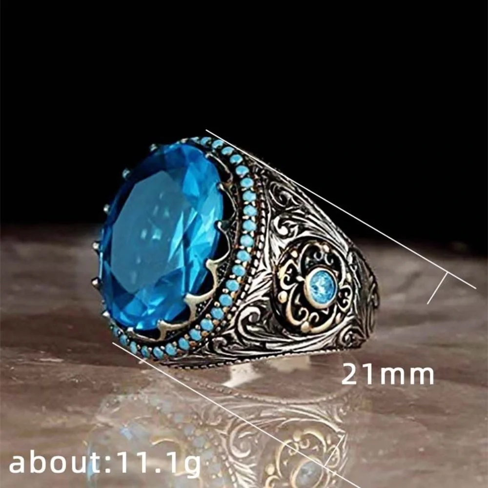 New Bohemian Style 925 Silver Sapphire Ring - Picture 3 of 3